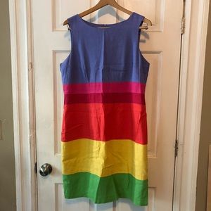Linen rainbow stripe dress